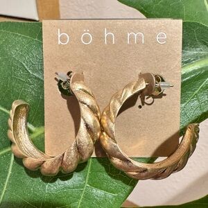 NWT bohme Textured Hoop Earrings 14K Plated Gold